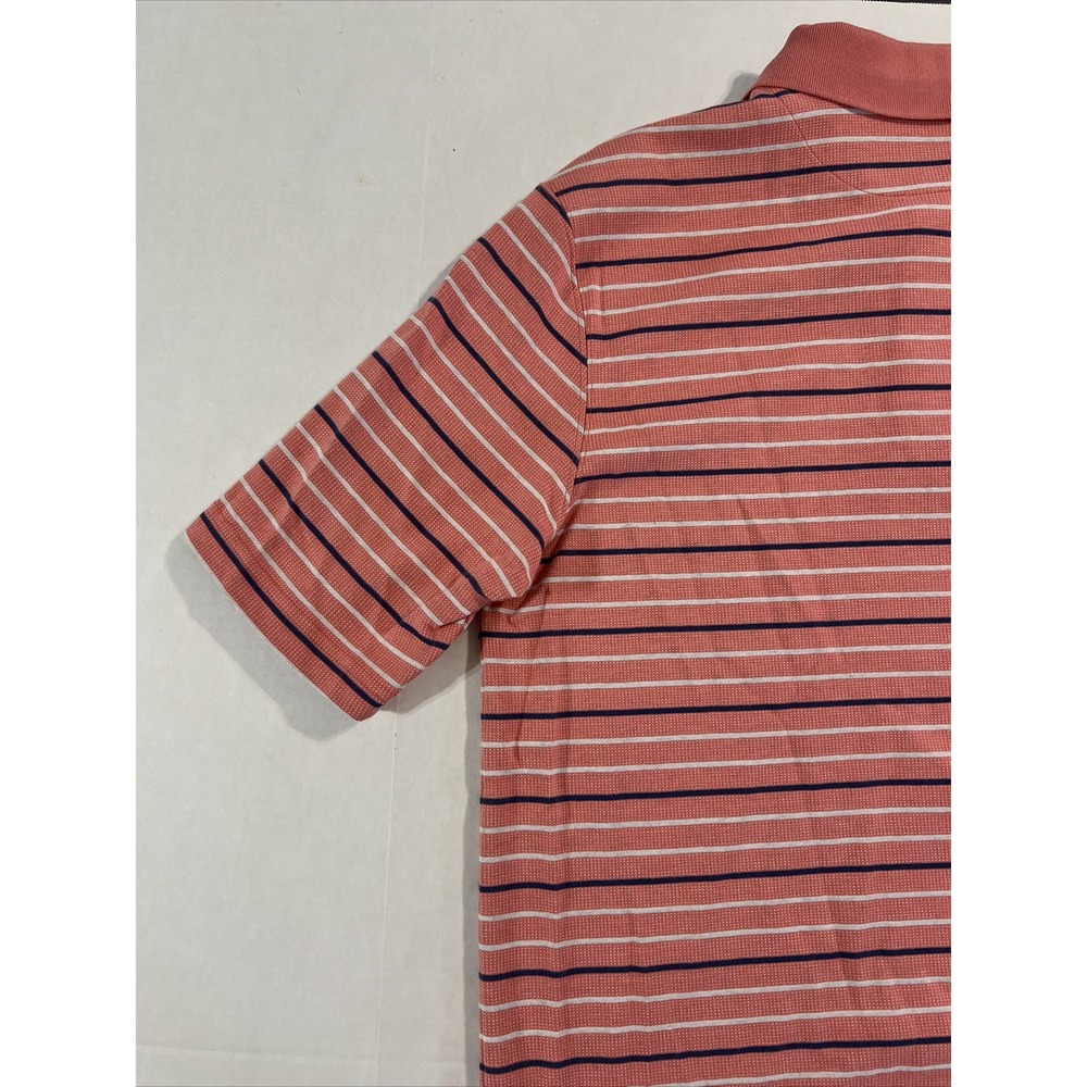 Lands' End Polo Shirt Pink W/Navy & White Stripes Mens SZ Large Classic Preppy - Picture 15 of 16